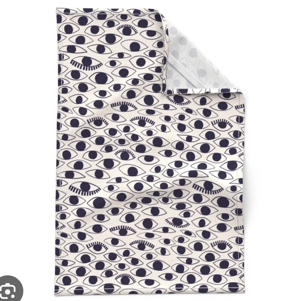 tea towel doodle eyes print Spoonflower Fabrics